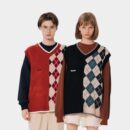 Unisex Checked pattern Sleeveless Vest