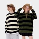 Unisex Striped pattern Long sleeves Knitted Jumper