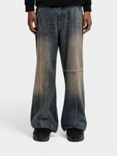 OREETA, European and American Cross-border Washed Stitching American Jeans Retro Fashion Brand Wide Leg High Street Jeans for Men and Women