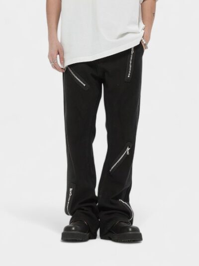 Retro Black High Street Zipper Pocket Men's Jeans OREETA Straight Leg Cotton Casual Comfortable Vintage Design Jeans