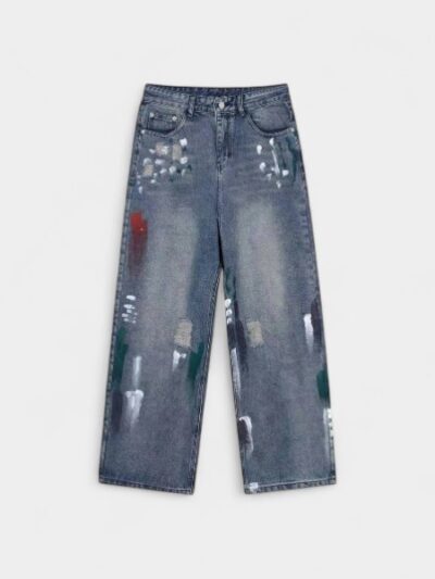 nirben Denim | Paint Washing Process Straight Tube Loose Jeans Men's Retro Youth Casual Pants Men's Tide