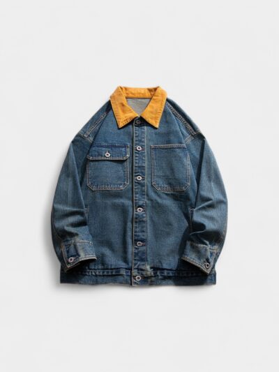 LK Men's | American Retro Lapel Blue Denim Men's Loose Couple Casual Jacket Denim Jacket 2228