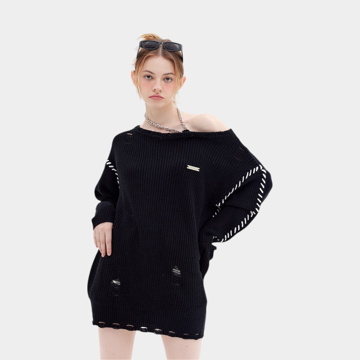 Women's Oversized Long sleeves Knitted Jumper - Image 5