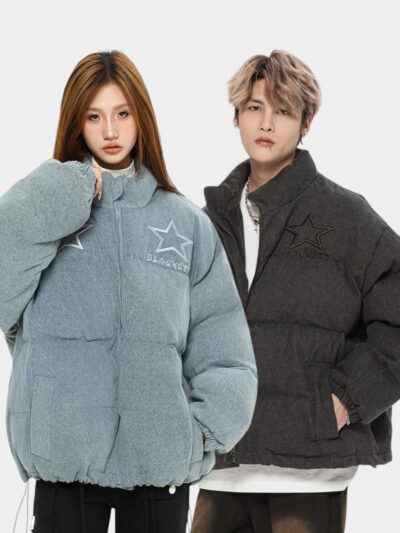 Unisex Text print Long sleeves Puffer Jacket