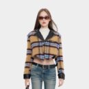 Women's Checked pattern Long sleeves Coat