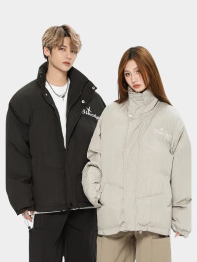 Unisex Text print Long sleeves Puffer Jacket