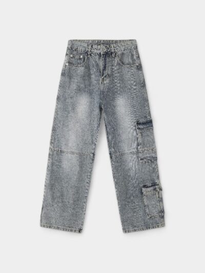 nirben denim | American street fashion brand high street loose straight large pocket overalls men's hiphop pants