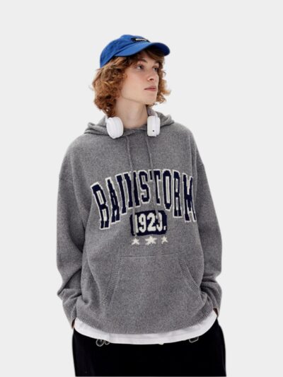 HeyHenry Knitted Hooded Sweater Simple Trend Academic Style Design Sense Niche Sweater Couple Jacket for Men