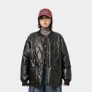 American retro PU leather diamond-shaped quilted cotton-padded jacket fashion brand High Street casual loose warm baseball jacket for men and women