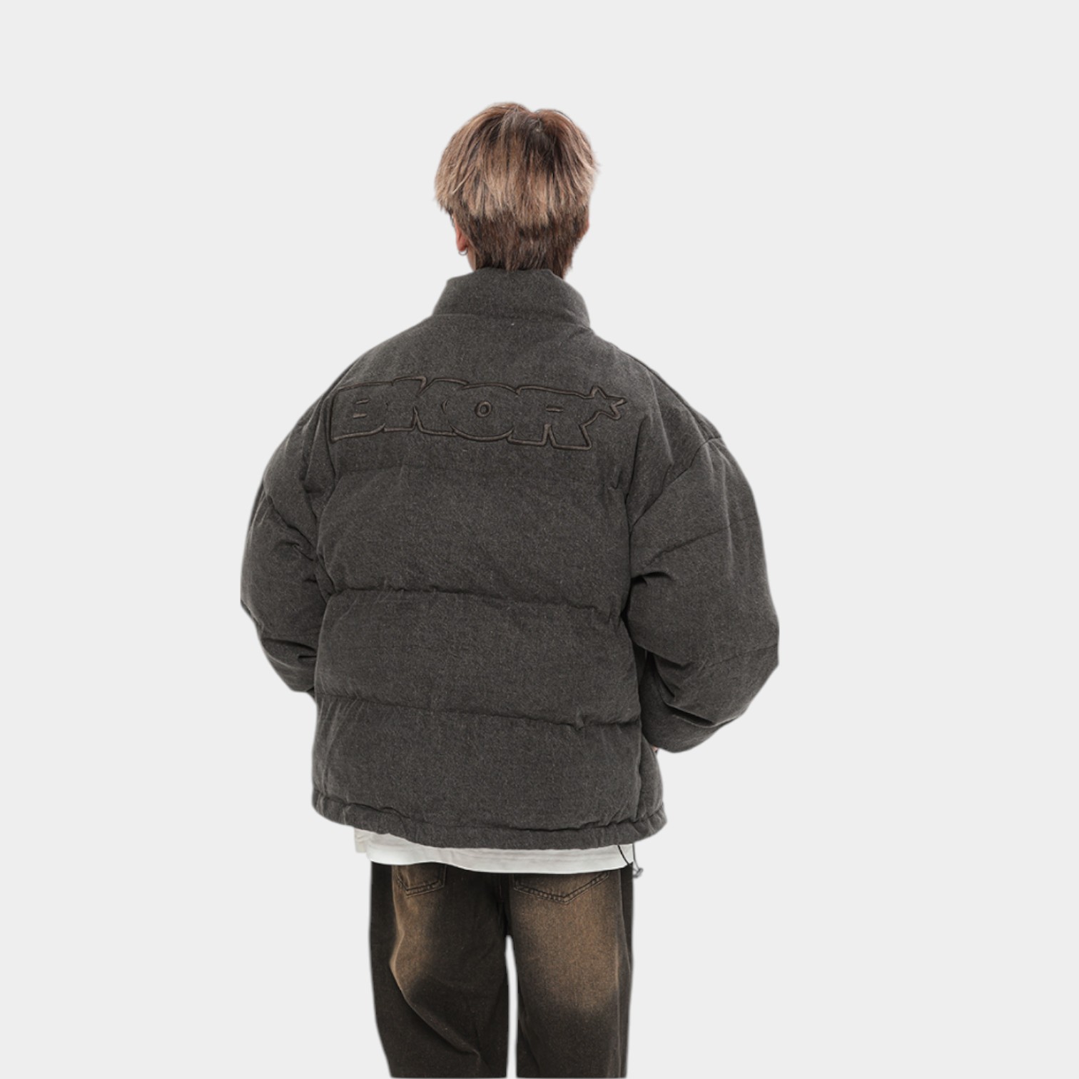 Unisex Text print Long sleeves Puffer Jacket - Image 2