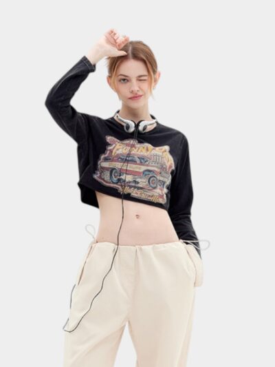 Women's Car print Long sleeves T-Shirt