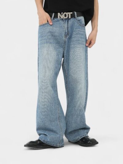 nirben Denim | Wide Leg Retro Jeans Korean Loose Straight Tube Slimming Joker Floor Mopping Dad Pants