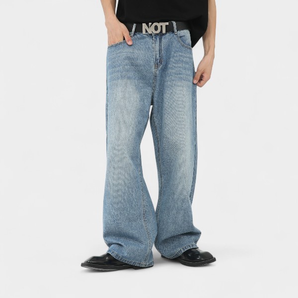 nirben Denim | Wide Leg Retro Jeans Korean Loose Straight Tube Slimming Joker Floor Mopping Dad Pants