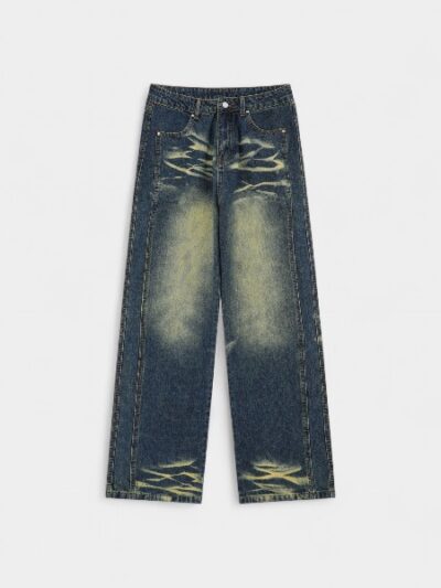 Retro Washed Cat Denim Jeans Men's Straight Leg American Style Autumn Winter New Fashion Brand OREETA Casual Cotton Jeans