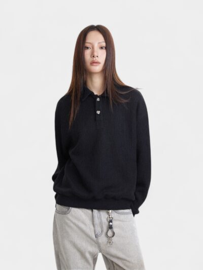 Women's Oversized Long sleeves Polo Shirt