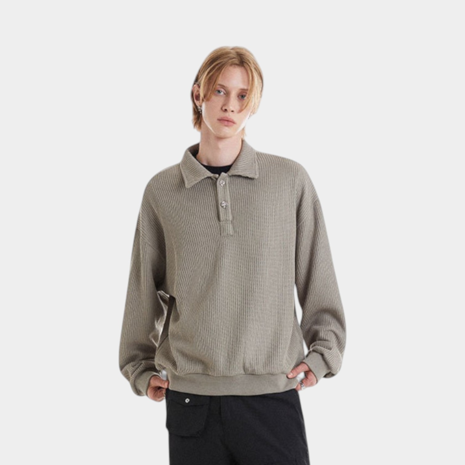 Women's Oversized Long sleeves Polo Shirt - Image 5