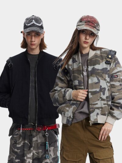 Unisex Camouflage pattern Long sleeves Bomber Jacket