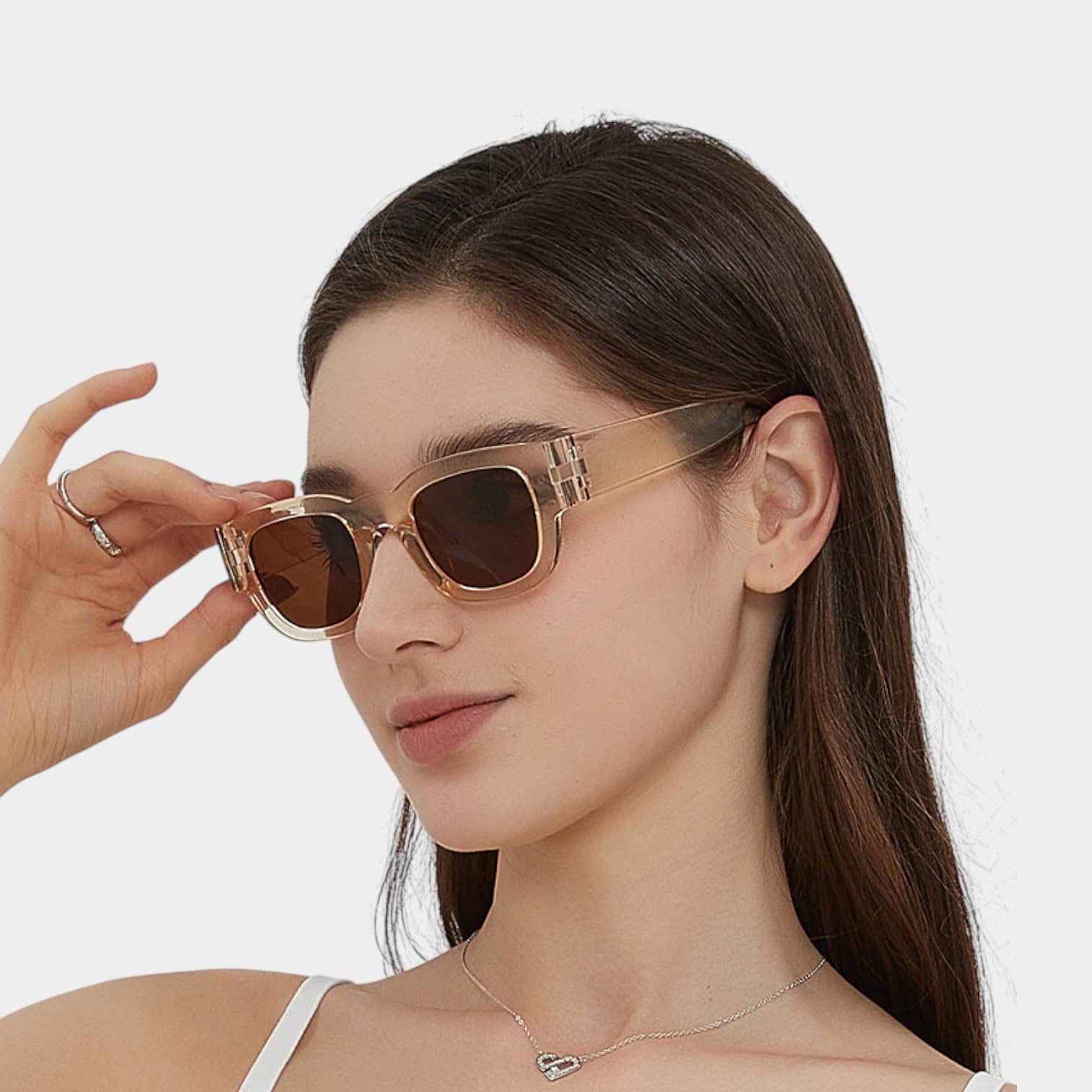 2024 hip hop personality transparent tea 5488 toad hot girl UV-proof sunglasses exaggerated street shot sunglasses