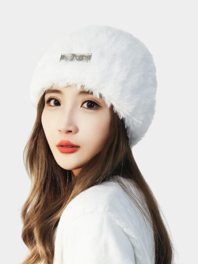 Face-looking small warm plush cold hat big head circumference wool hat metal standard autumn and winter women's all-match knitted toe cap