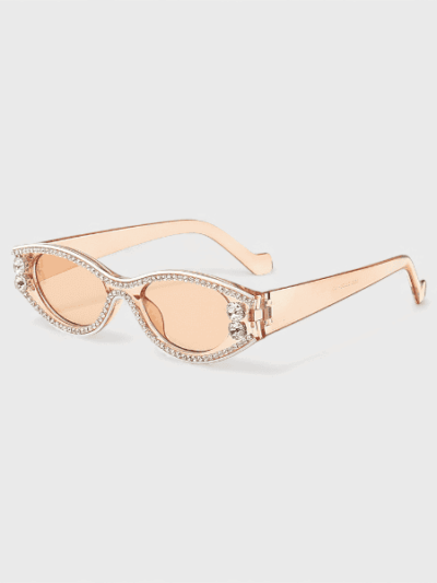 Retro European and American fashionable cat eye oval pearl diamond-embedded sunglasses women's net red photo concave shape sunglasses hot girl