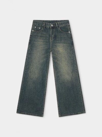 Nirben Denim | American retro distressed washed jeans men's high street straight loose wide leg Joker pants