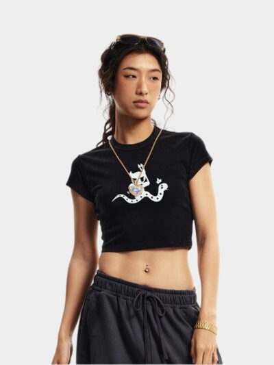 Women's Artistic print Short sleeves Crop Top