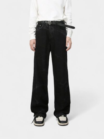 Nirben Denim | American High Street Stereo Cut Design Jeans Men's Loose Straight Wide Leg Pants Trendy