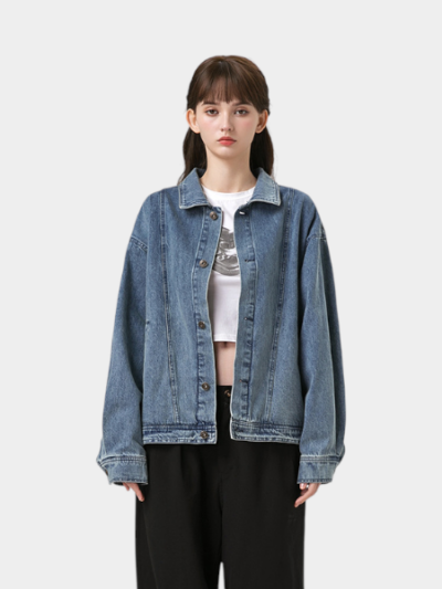 American Style Heavy Old Washed Denim Jacket Simple Design Sense Casual All-match Top Jacket