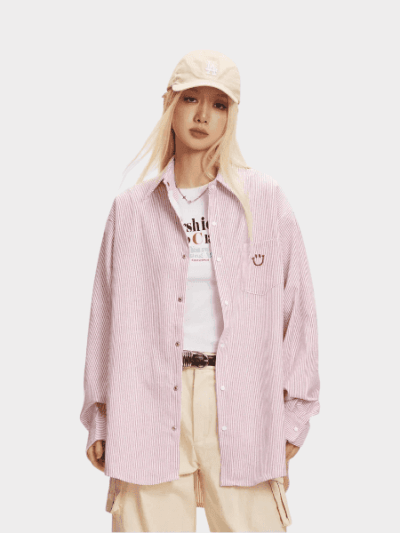 Unisex Striped pattern Long sleeves Casual Shirt