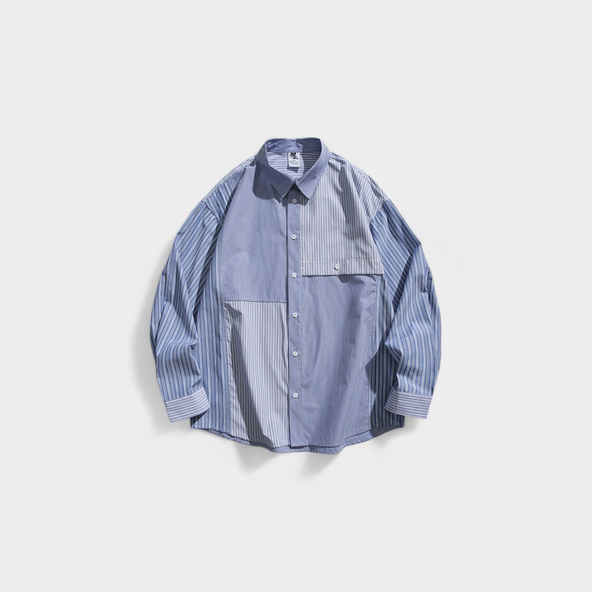 Daily commuter contrast color fashion brand stitching couple long-sleeved shirt spring and autumn men's and women's ins neutral style casual BF shirt