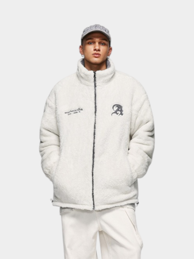 Unisex Text print Long sleeves Zip up Jacket