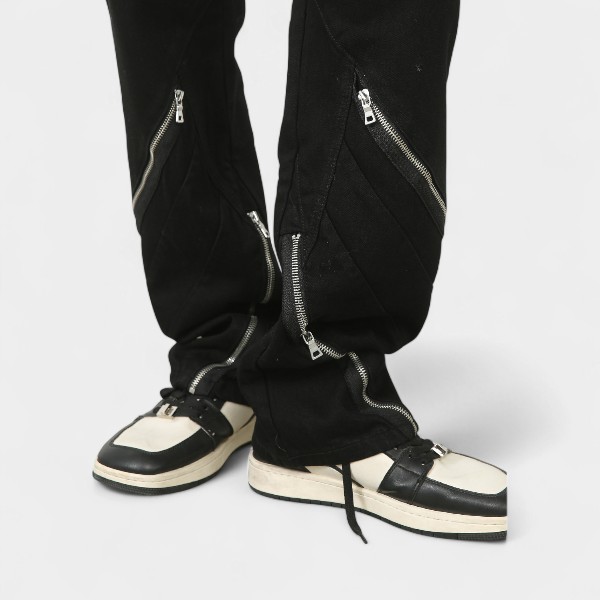 nirben Denim | American high street hiphop zipper decorative straight pants men's ins fashion brand design pants