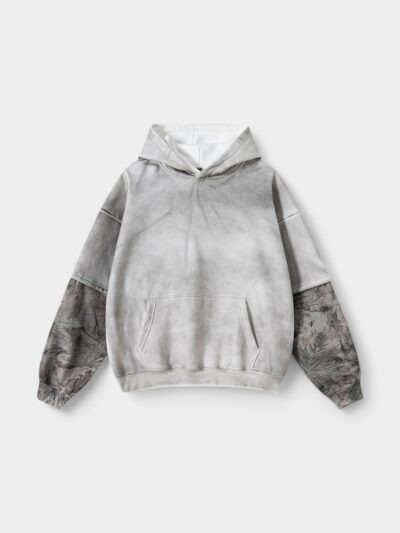 Be Men's 2025 Autumn American High Street Trendy Brand Patchwork Contrast Color Fake Two-Piece Hoodie Distressed Color Sweatshirt for Men