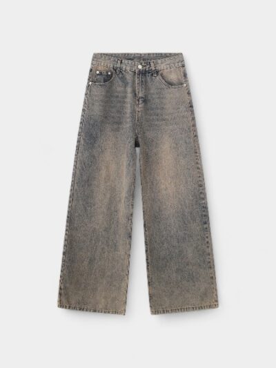 nirben Denim | American retro jeans men's loose fashion brand oversize pants drape wide mop pants