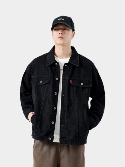 Laikemian Men's Spring and Autumn New Black Denim Jacket American Retro Men's High-End Casual Denim Jacket