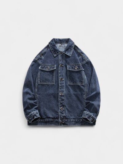 Autumn new denim jacket men's retro blue men's top trendy brand simple high-end denim jacket men's