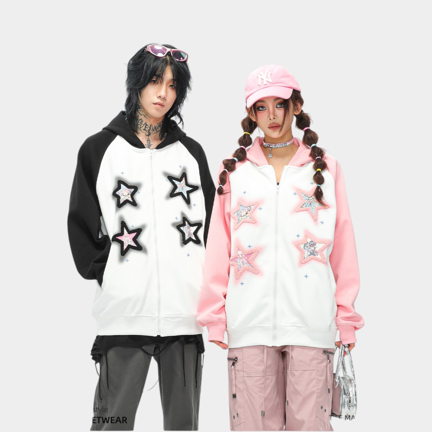 Unisex Anime/cartoon print Long sleeves Zip up Jacket