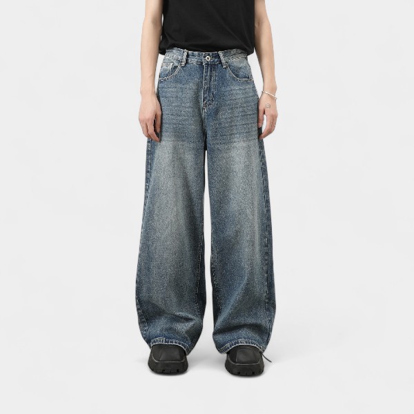 Nirben denim | New Korean style autumn simple basic commuting all-match slim jeans men's wide-leg trousers