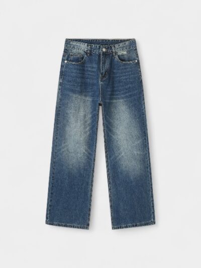 nirben Denim | American Retro hiphop High Street Ripped Jeans Men's Loose Straight Wide Leg Trendy Pants