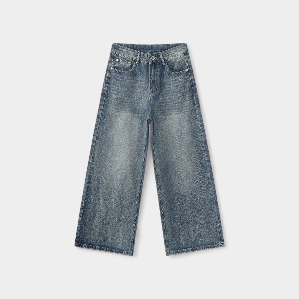 Nirben denim | New Korean style autumn simple basic commuting all-match slim jeans men's wide-leg trousers