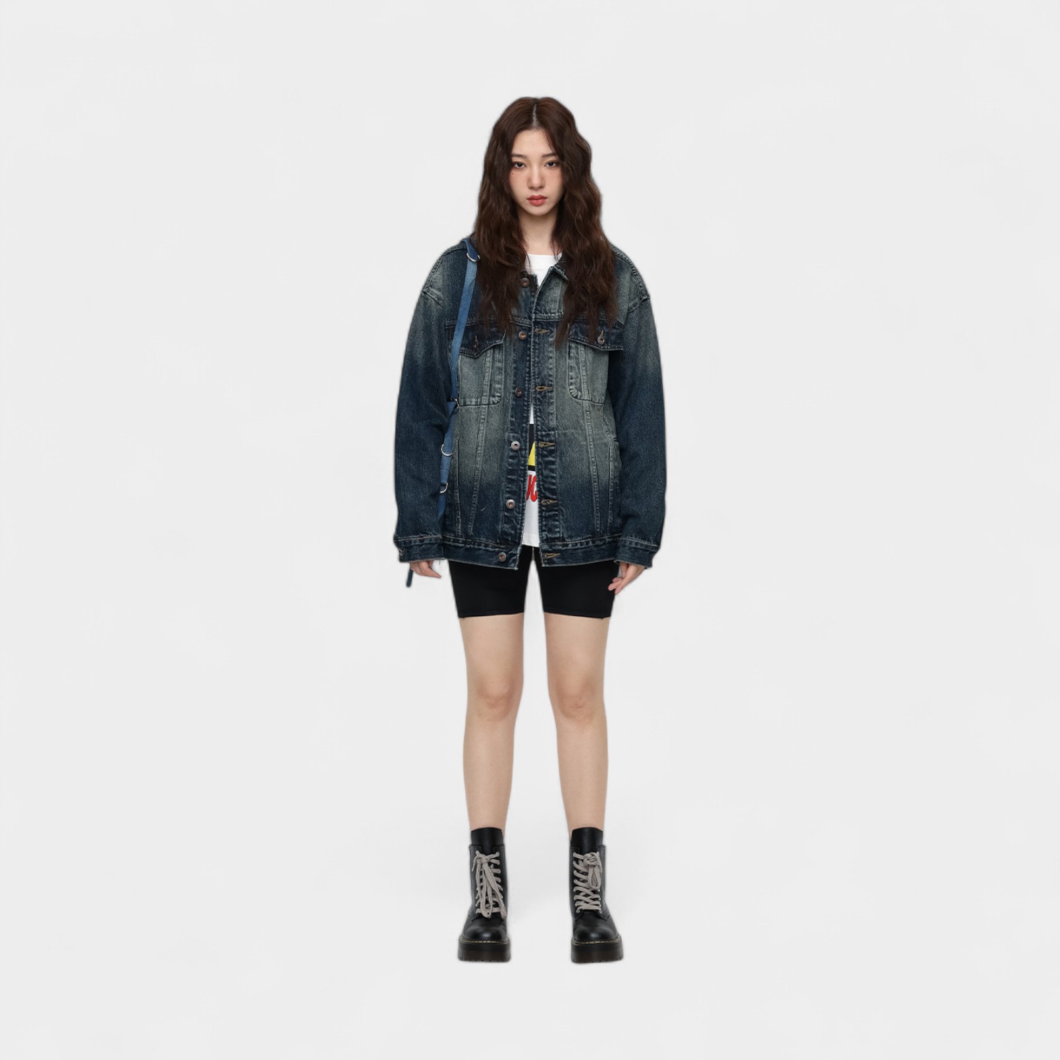 Unisex Text print Long sleeves Denim Jacket - Image 6