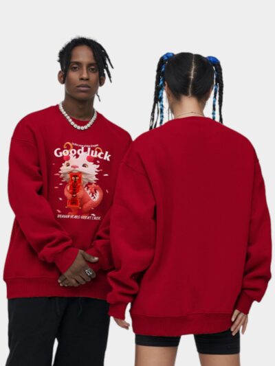 RFSD men's clothing | Dragon Year Peace happy printed sweater 2024 spring and summer New loose fashion brand round neck sweater men