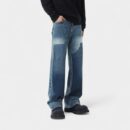 Customized processing and proofing custom jeans for men, retro laser engraving high street autumn niche slim fit neutral straight